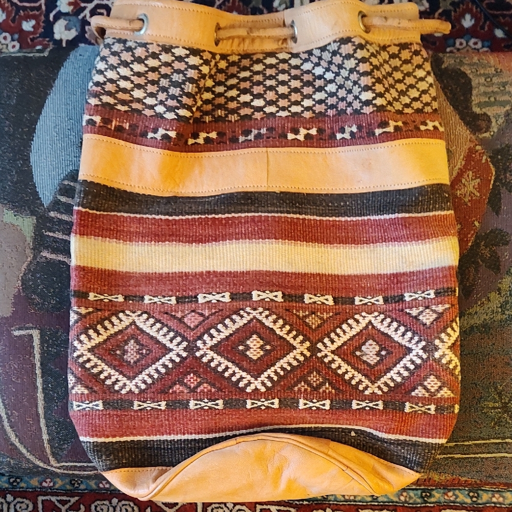 Bohemian Striped Woven Backpack